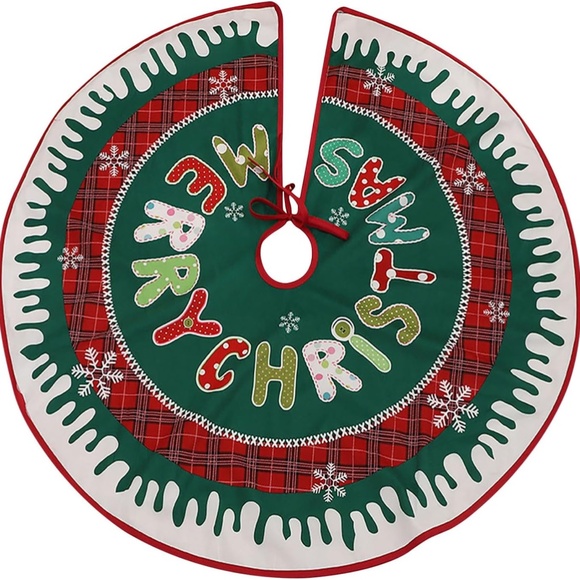 Christmas Tree Skirt Red Xmas Tree Ornaments 36 Inches Rustic White Tree Skirt - Picture 4 of 9